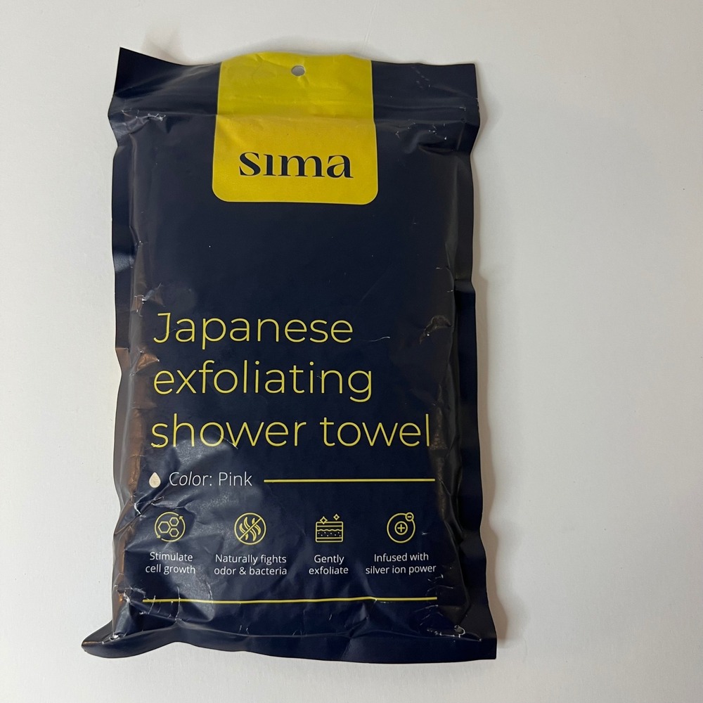 Sima Japanese Exfoliating Shower Towel Pink Antibacterial Silver Ion New